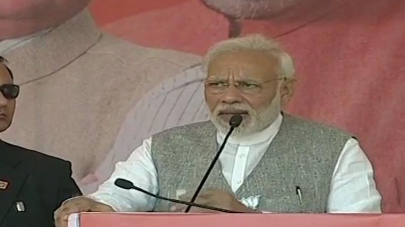 The prime ministers comments came in the wake of Congress president Rahul Gandhi accusing BJP of \making false promises\ to people during the 2014 Lok Sabha polls. (Photo: ANI/Twitter)