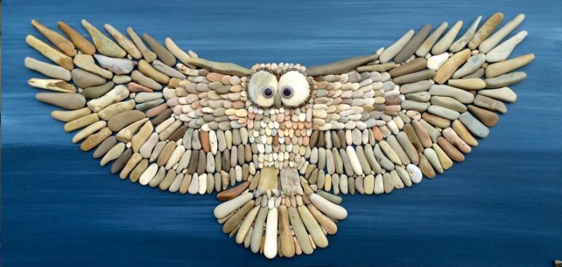Stunning art compositions made using stones from the beach
